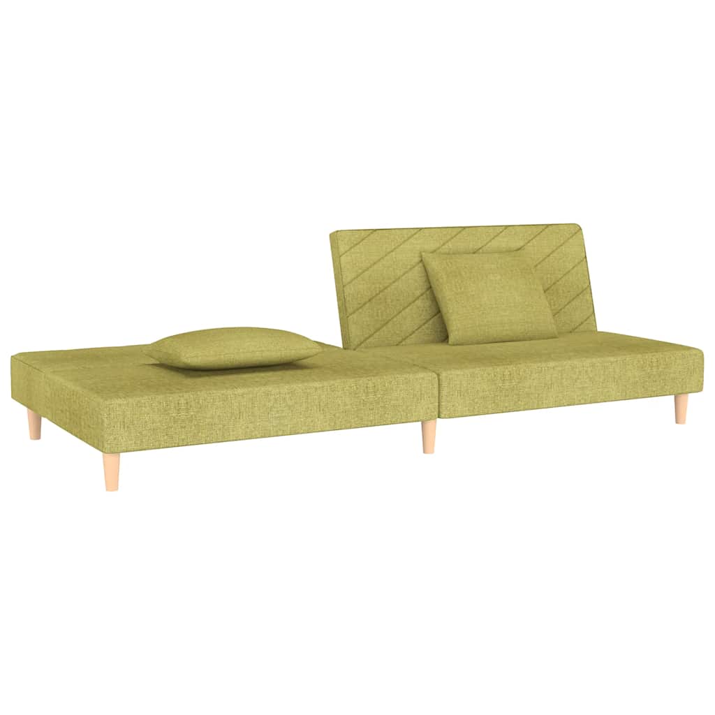 vidaXL Canapea extensibilă cu 2 locuri, 2 perne, verde, textil vidaXL Canapea extensibilă cu 2 locuri, 2 perne, verde, textil