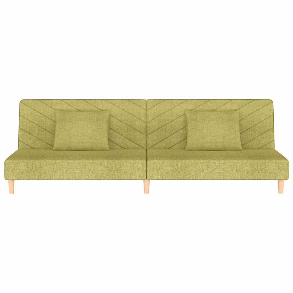 vidaXL Canapea extensibilă cu 2 locuri, 2 perne, verde, textil vidaXL Canapea extensibilă cu 2 locuri, 2 perne, verde, textil