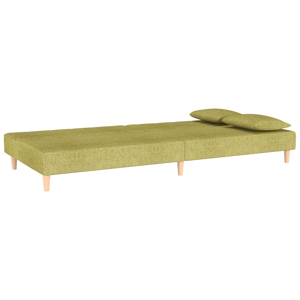 vidaXL Canapea extensibilă cu 2 locuri, 2 perne, verde, textil vidaXL Canapea extensibilă cu 2 locuri, 2 perne, verde, textil