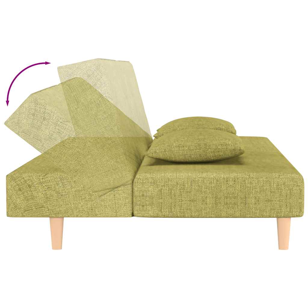 vidaXL Canapea extensibilă cu 2 locuri, 2 perne, verde, textil vidaXL Canapea extensibilă cu 2 locuri, 2 perne, verde, textil