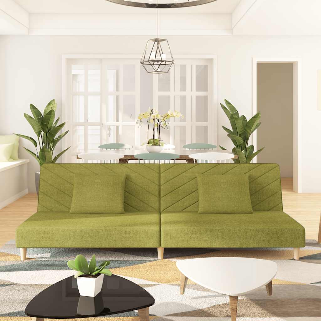 vidaXL Canapea extensibilă cu 2 locuri, 2 perne, verde, textil vidaXL Canapea extensibilă cu 2 locuri, 2 perne, verde, textil
