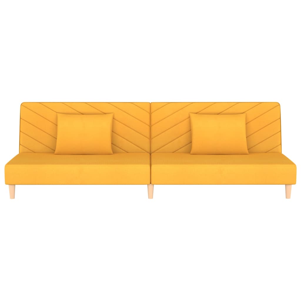 vidaXL Canapea extensibilă cu 2 locuri, 2 perne, galben, textil