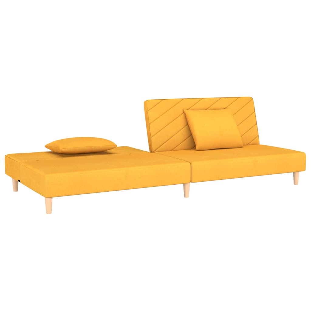 vidaXL Canapea extensibilă cu 2 locuri, 2 perne, galben, textil