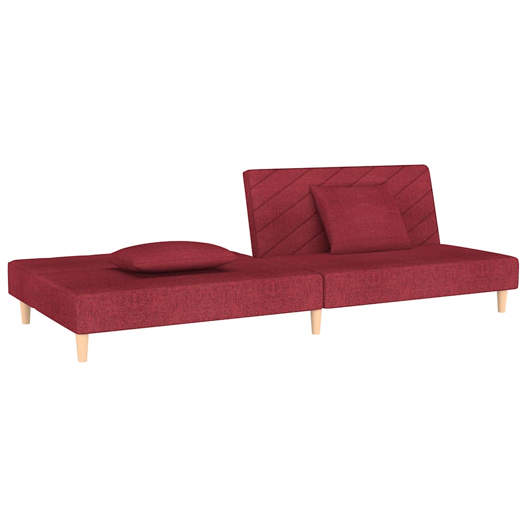 vidaXL Canapea extensibilă cu 2 locuri, 2 perne, roșu vin, textil vidaXL Canapea extensibilă cu 2 locuri, 2 perne, roșu vin, textil