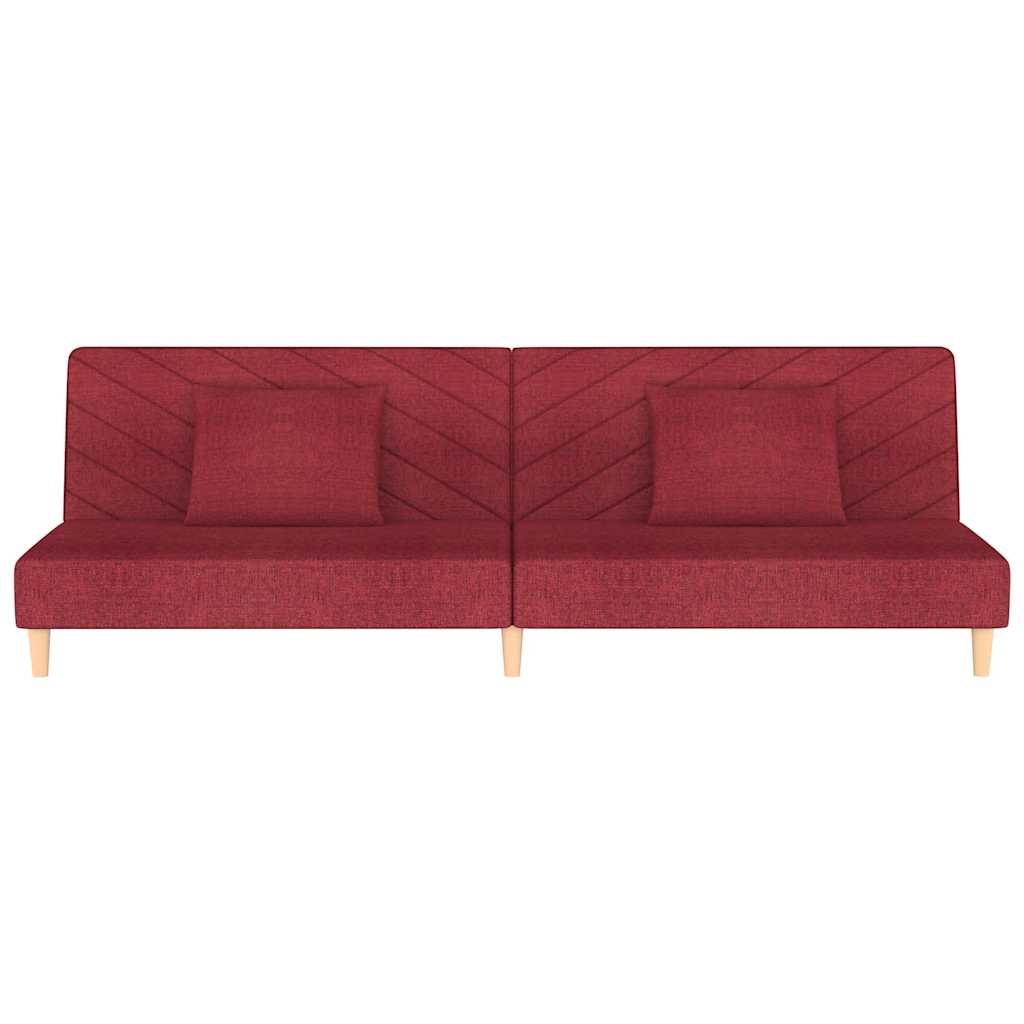 vidaXL Canapea extensibilă cu 2 locuri, 2 perne, roșu vin, textil vidaXL Canapea extensibilă cu 2 locuri, 2 perne, roșu vin, textil
