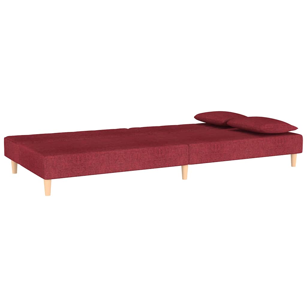 vidaXL Canapea extensibilă cu 2 locuri, 2 perne, roșu vin, textil vidaXL Canapea extensibilă cu 2 locuri, 2 perne, roșu vin, textil