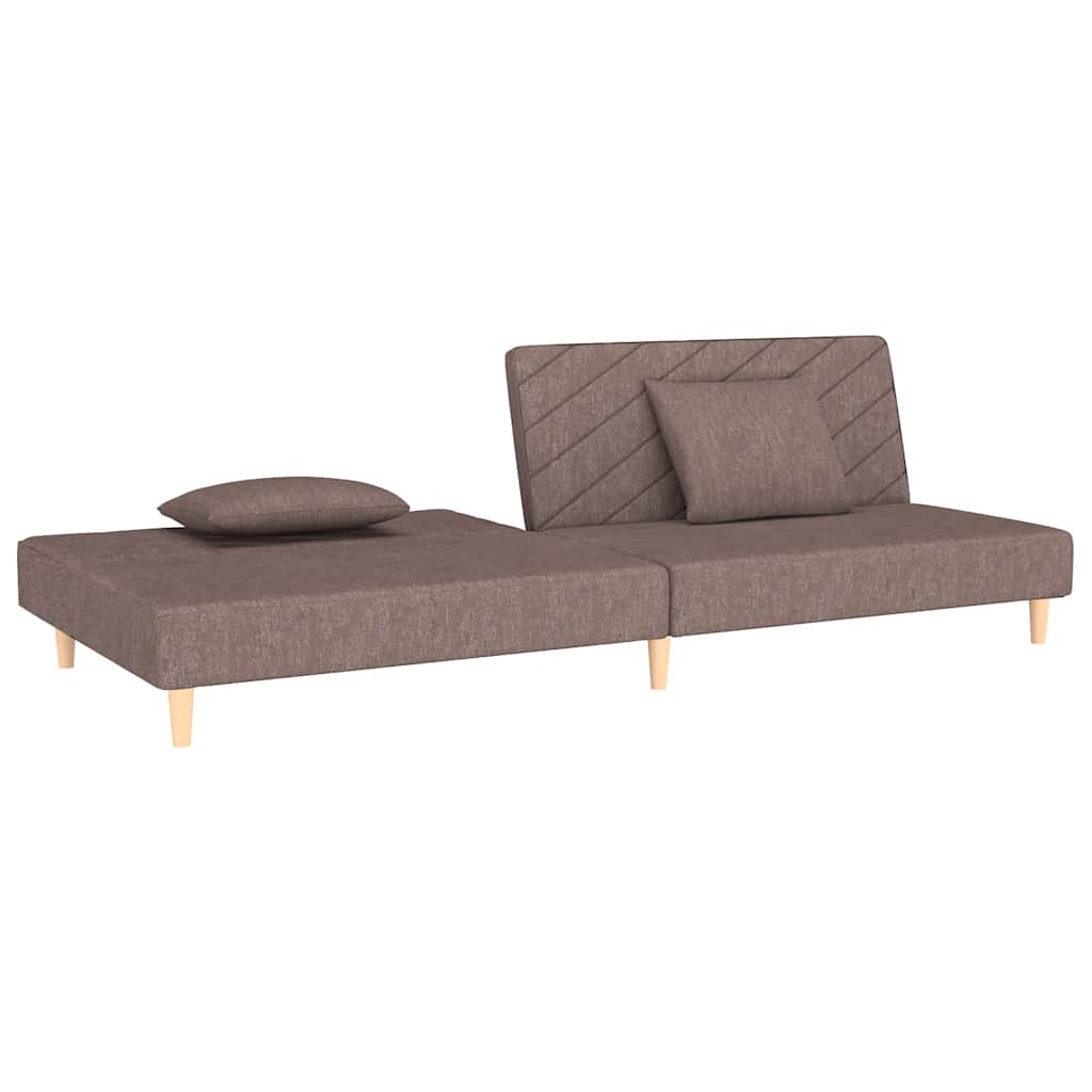 vidaXL Canapea extensibilă cu 2 locuri, 2 perne, gri taupe, textil vidaXL Canapea extensibilă cu 2 locuri, 2 perne, gri taupe, textil