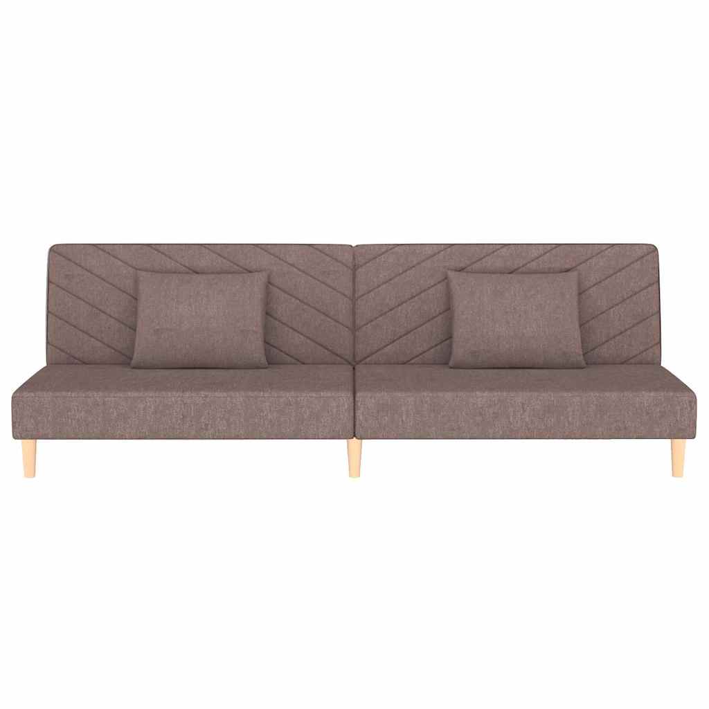 vidaXL Canapea extensibilă cu 2 locuri, 2 perne, gri taupe, textil vidaXL Canapea extensibilă cu 2 locuri, 2 perne, gri taupe, textil