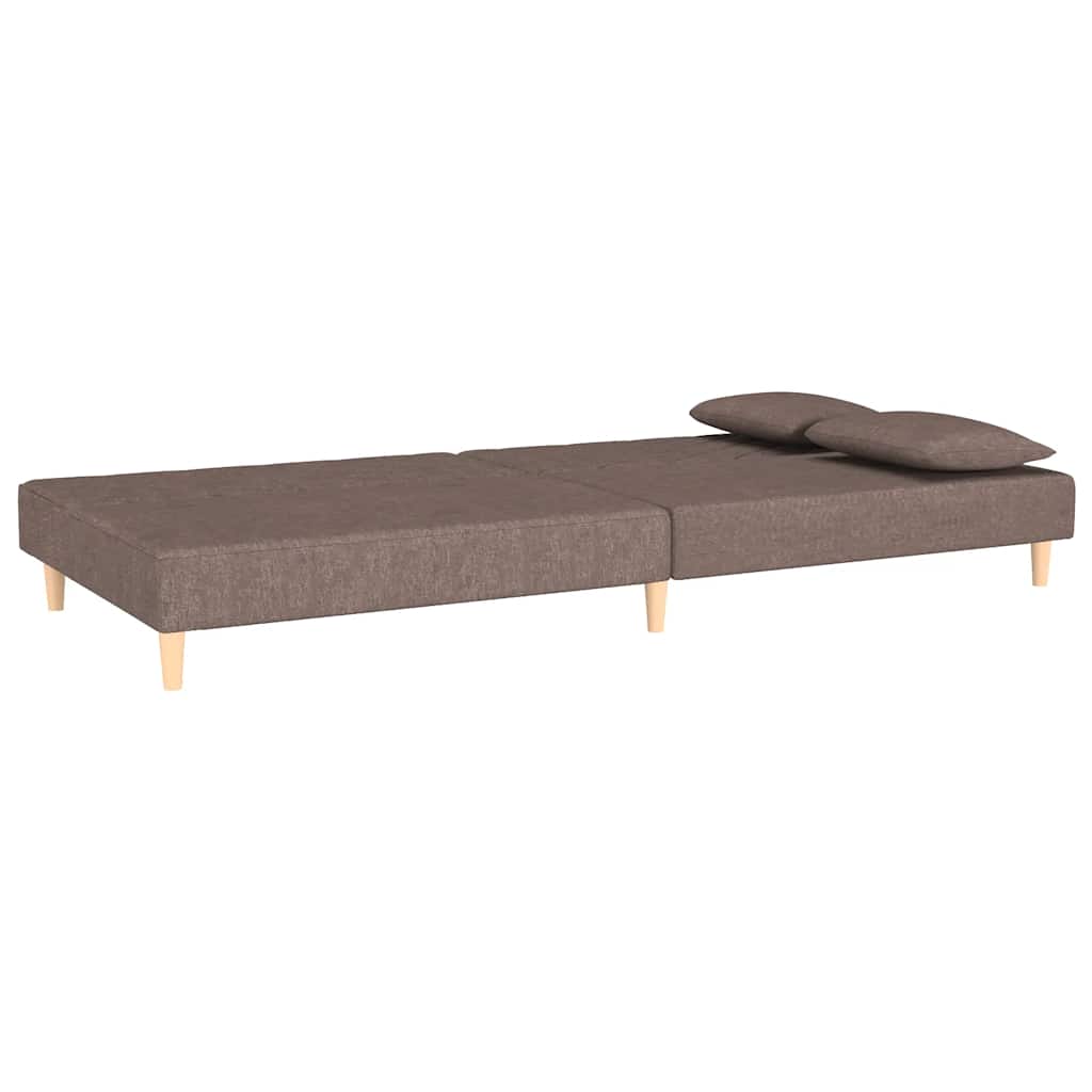 vidaXL Canapea extensibilă cu 2 locuri, 2 perne, gri taupe, textil vidaXL Canapea extensibilă cu 2 locuri, 2 perne, gri taupe, textil