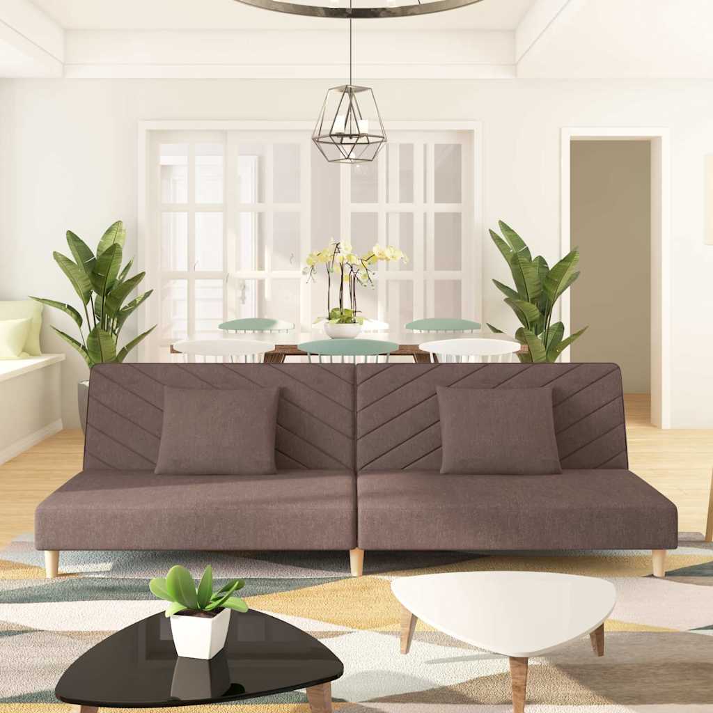 vidaXL Canapea extensibilă cu 2 locuri, 2 perne, gri taupe, textil vidaXL Canapea extensibilă cu 2 locuri, 2 perne, gri taupe, textil