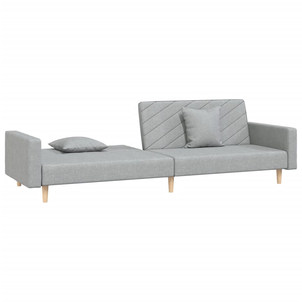 vidaXL Canapea extensibilă cu 2 locuri, 2 perne, gri deschis, textil vidaXL Canapea extensibilă cu 2 locuri, 2 perne, gri deschis, textil