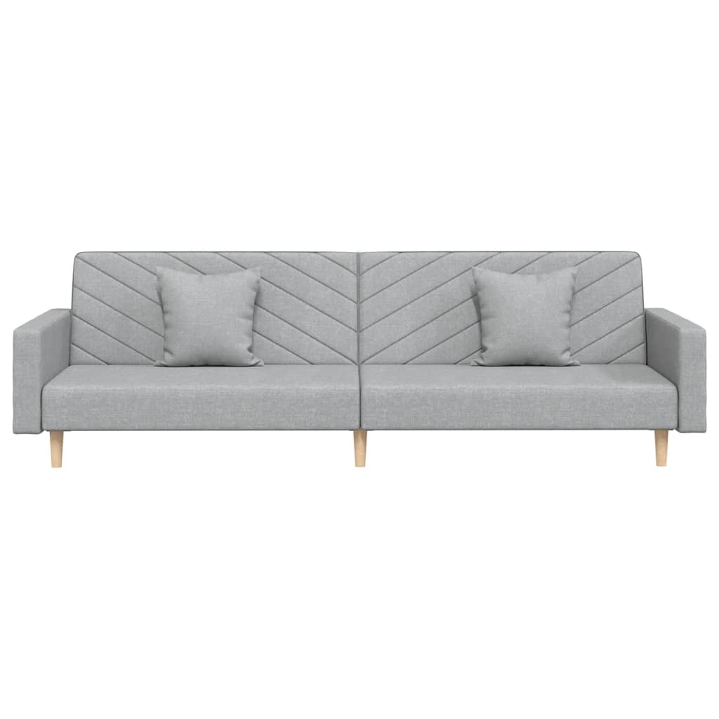 vidaXL Canapea extensibilă cu 2 locuri, 2 perne, gri deschis, textil vidaXL Canapea extensibilă cu 2 locuri, 2 perne, gri deschis, textil