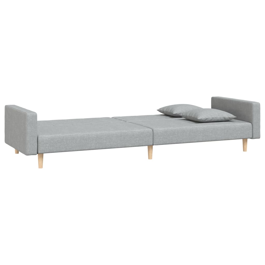 vidaXL Canapea extensibilă cu 2 locuri, 2 perne, gri deschis, textil vidaXL Canapea extensibilă cu 2 locuri, 2 perne, gri deschis, textil