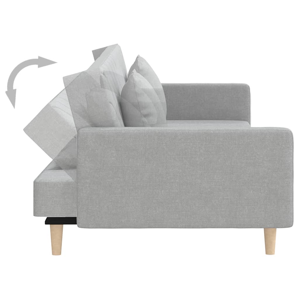 vidaXL Canapea extensibilă cu 2 locuri, 2 perne, gri deschis, textil vidaXL Canapea extensibilă cu 2 locuri, 2 perne, gri deschis, textil