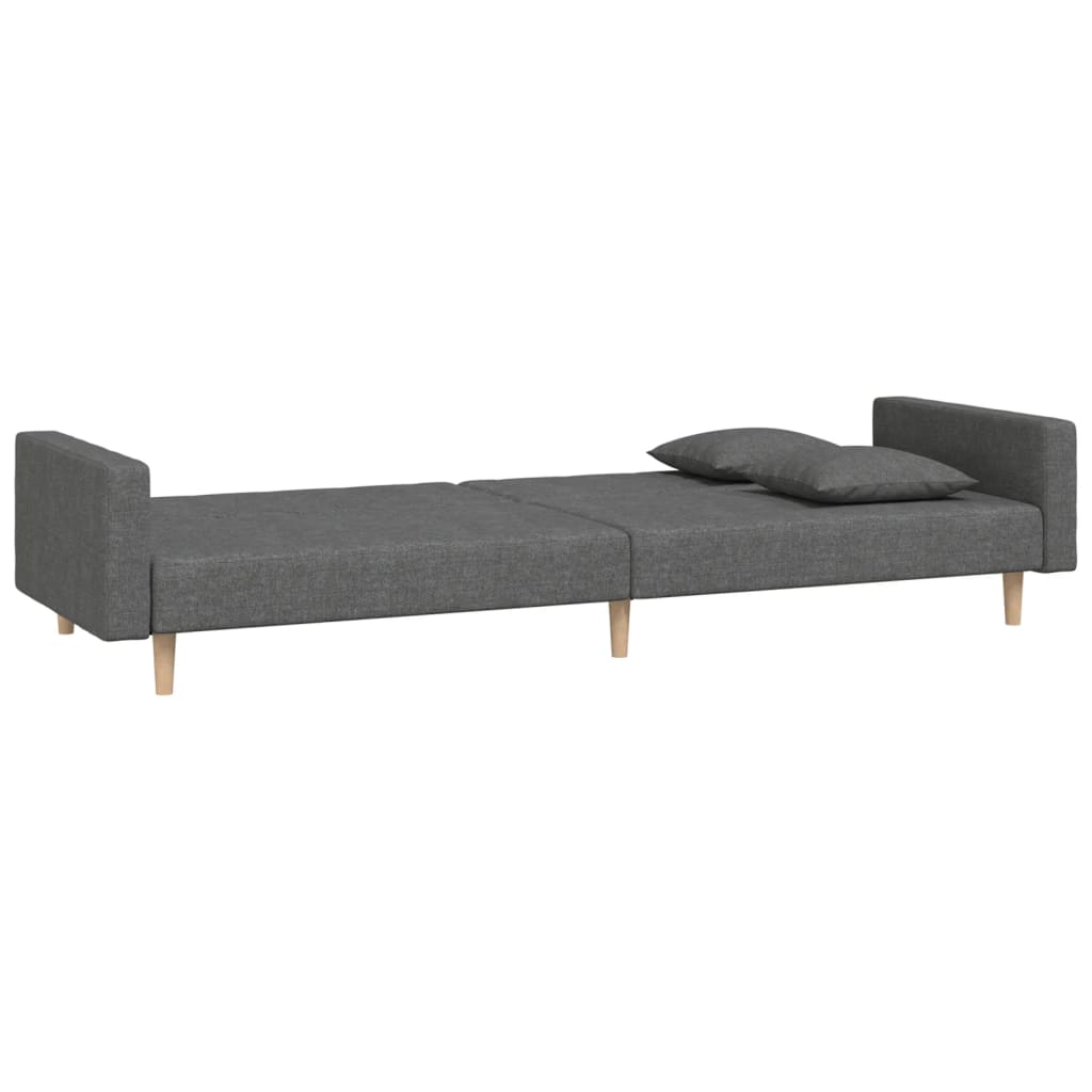 vidaXL Canapea extensibilă cu 2 locuri, 2 perne, gri închis, textil