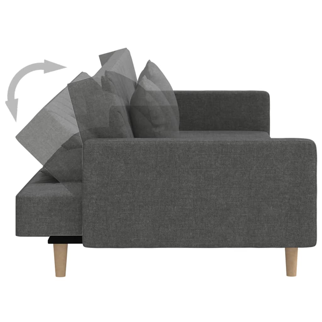 vidaXL Canapea extensibilă cu 2 locuri, 2 perne, gri închis, textil