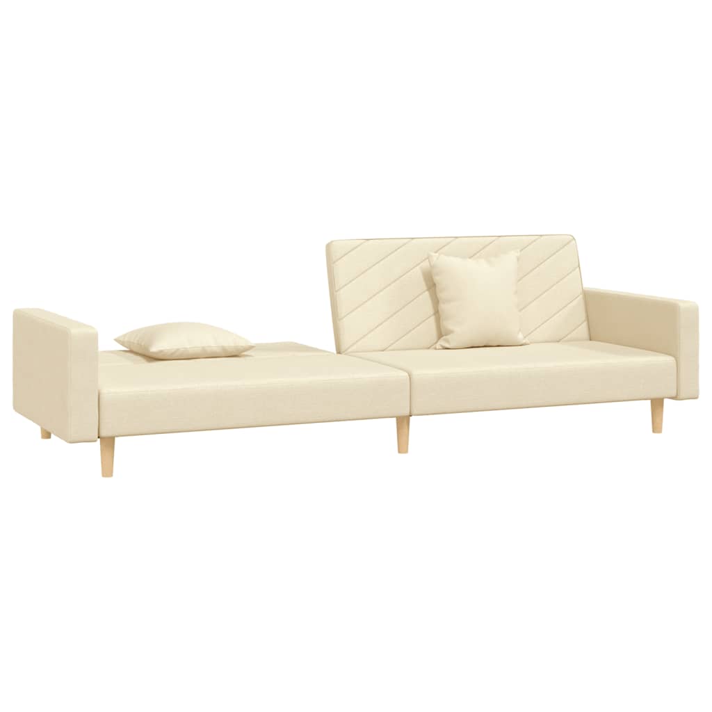 vidaXL Canapea extensibilă cu 2 locuri, 2 perne, crem, textil