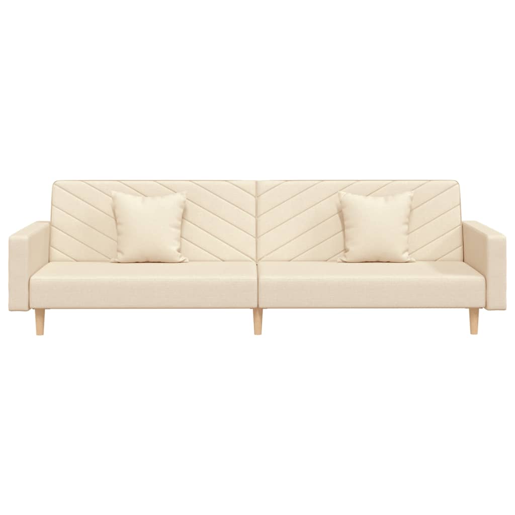 vidaXL Canapea extensibilă cu 2 locuri, 2 perne, crem, textil