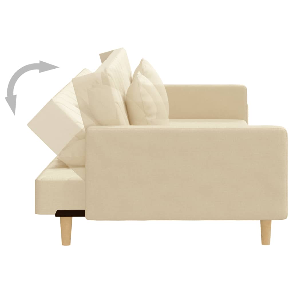 vidaXL Canapea extensibilă cu 2 locuri, 2 perne, crem, textil
