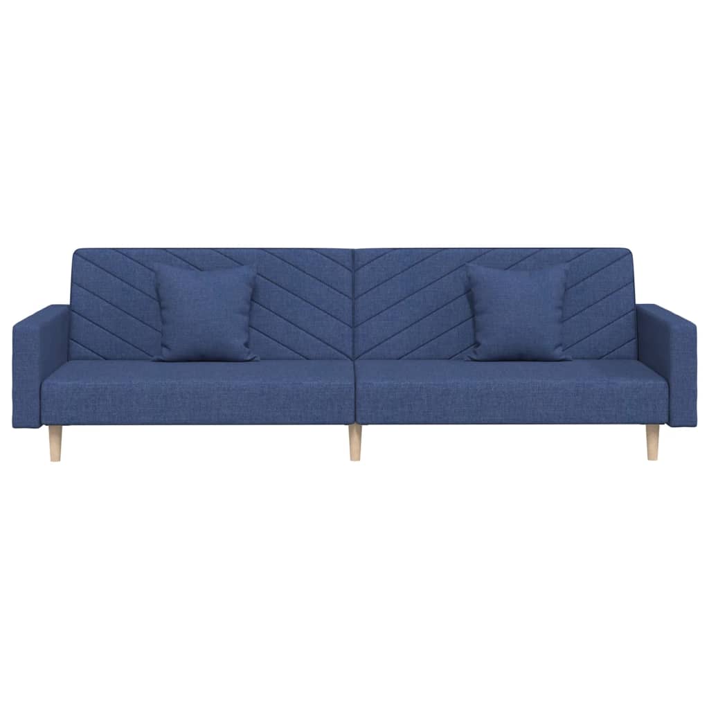 vidaXL Canapea extensibilă cu 2 locuri, 2 perne, albastru, textil vidaXL Canapea extensibilă cu 2 locuri, 2 perne, albastru, textil