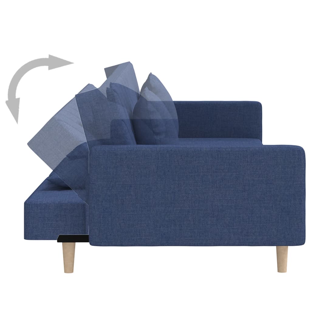 vidaXL Canapea extensibilă cu 2 locuri, 2 perne, albastru, textil vidaXL Canapea extensibilă cu 2 locuri, 2 perne, albastru, textil
