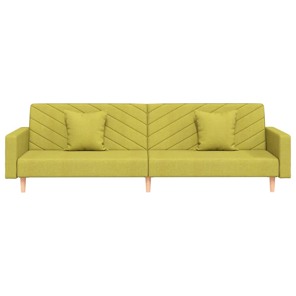 vidaXL Canapea extensibilă cu 2 locuri, 2 perne, verde, textil vidaXL Canapea extensibilă cu 2 locuri, 2 perne, verde, textil