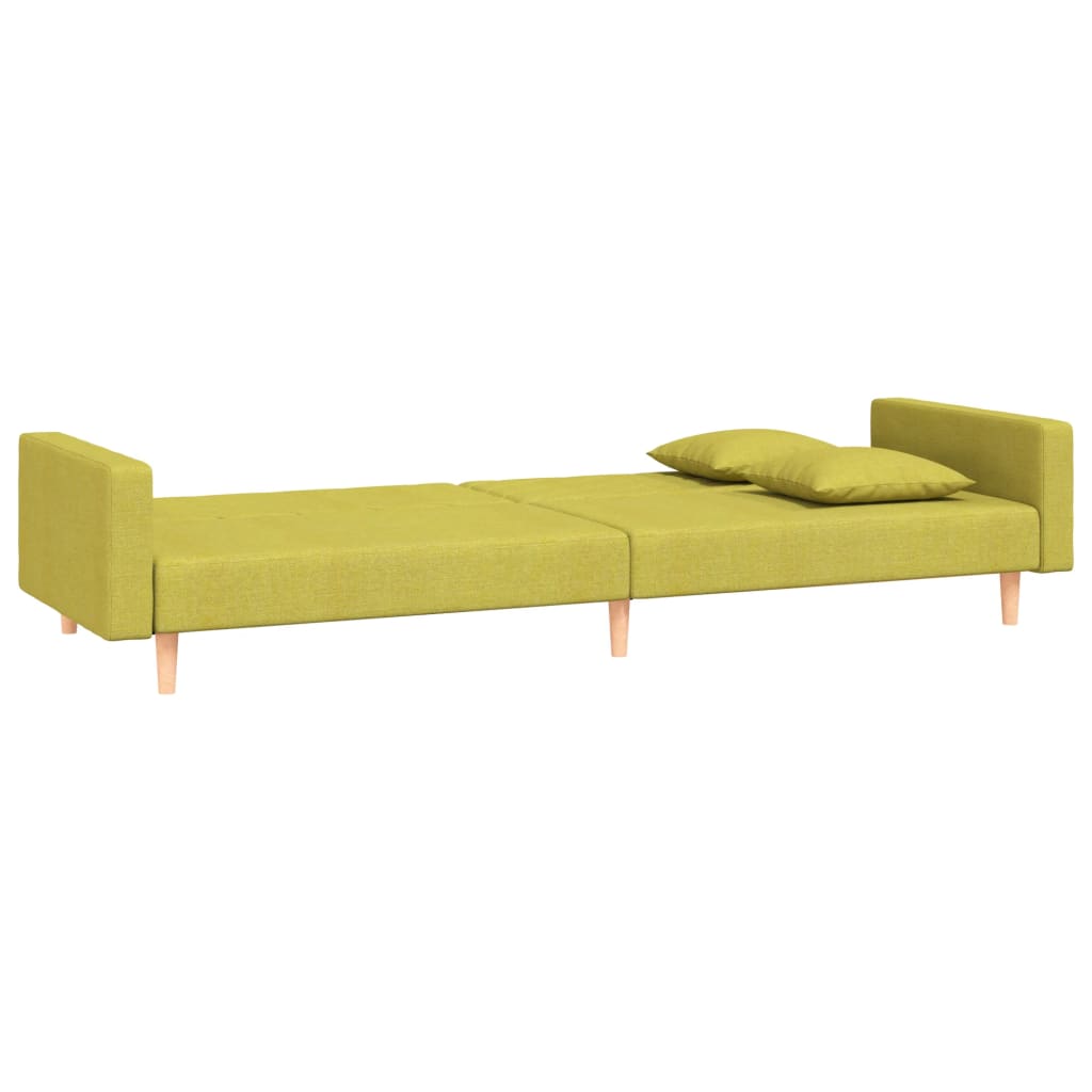 vidaXL Canapea extensibilă cu 2 locuri, 2 perne, verde, textil vidaXL Canapea extensibilă cu 2 locuri, 2 perne, verde, textil