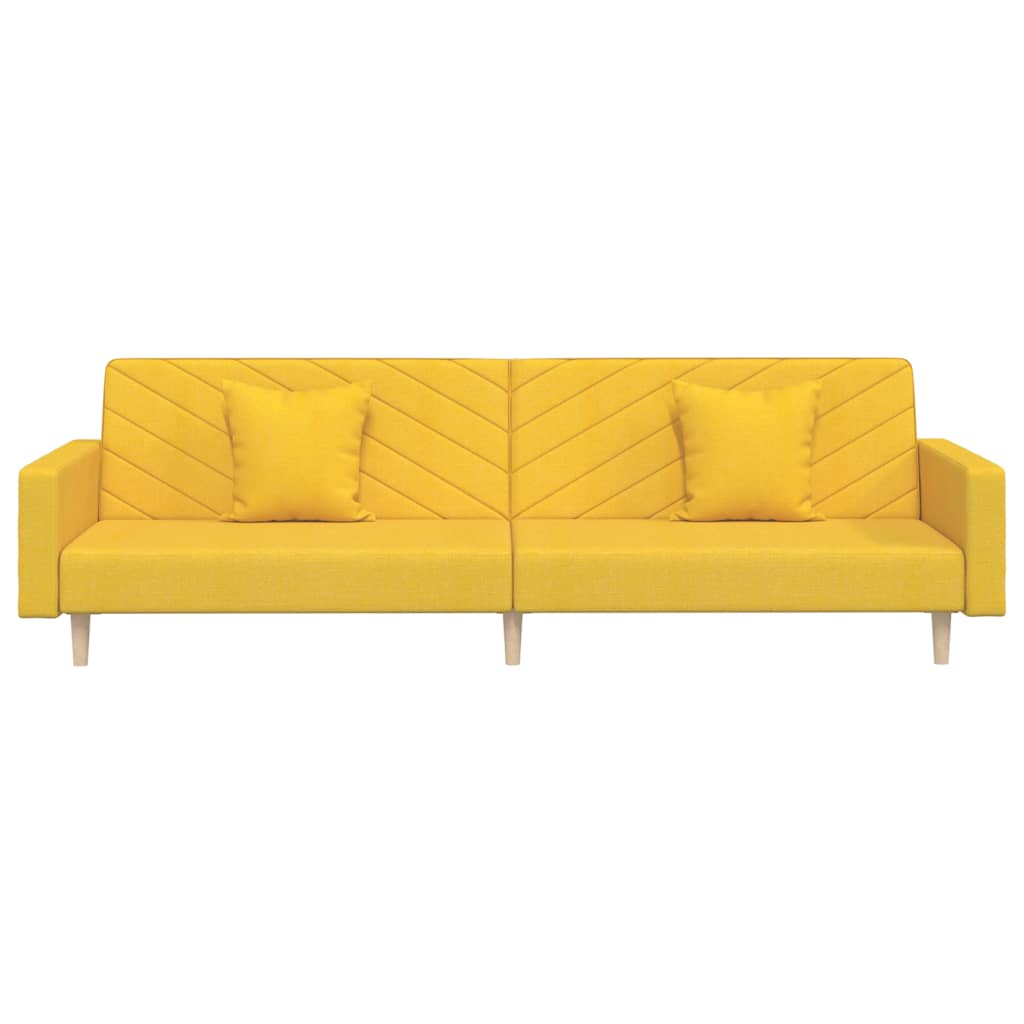 vidaXL Canapea extensibilă cu 2 locuri, 2 perne, galben, textil vidaXL Canapea extensibilă cu 2 locuri, 2 perne, galben, textil