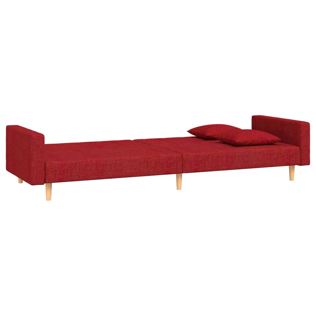 vidaXL Canapea extensibilă cu 2 locuri, 2 perne, roșu vin, textil vidaXL Canapea extensibilă cu 2 locuri, 2 perne, roșu vin, textil