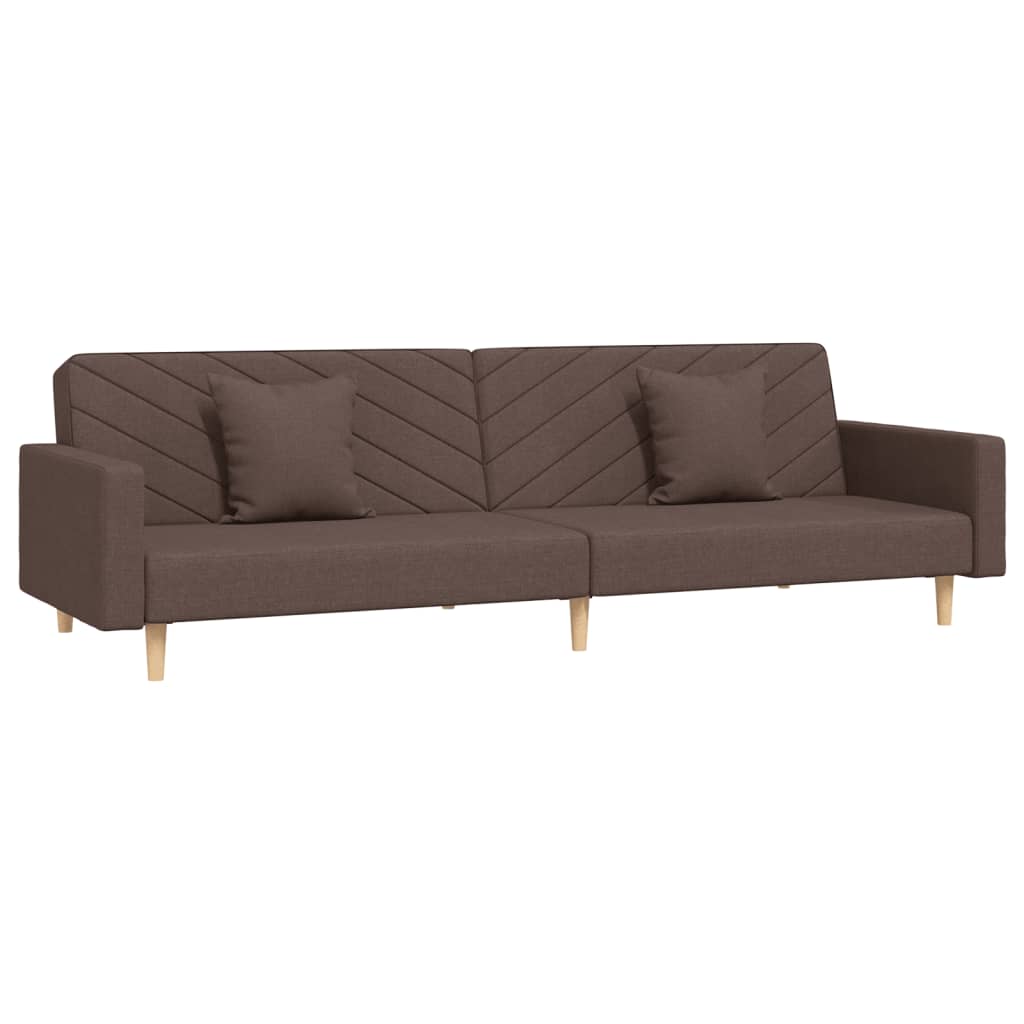vidaXL Canapea extensibilă cu 2 locuri, 2 perne, gri taupe, textil vidaXL Canapea extensibilă cu 2 locuri, 2 perne, gri taupe, textil