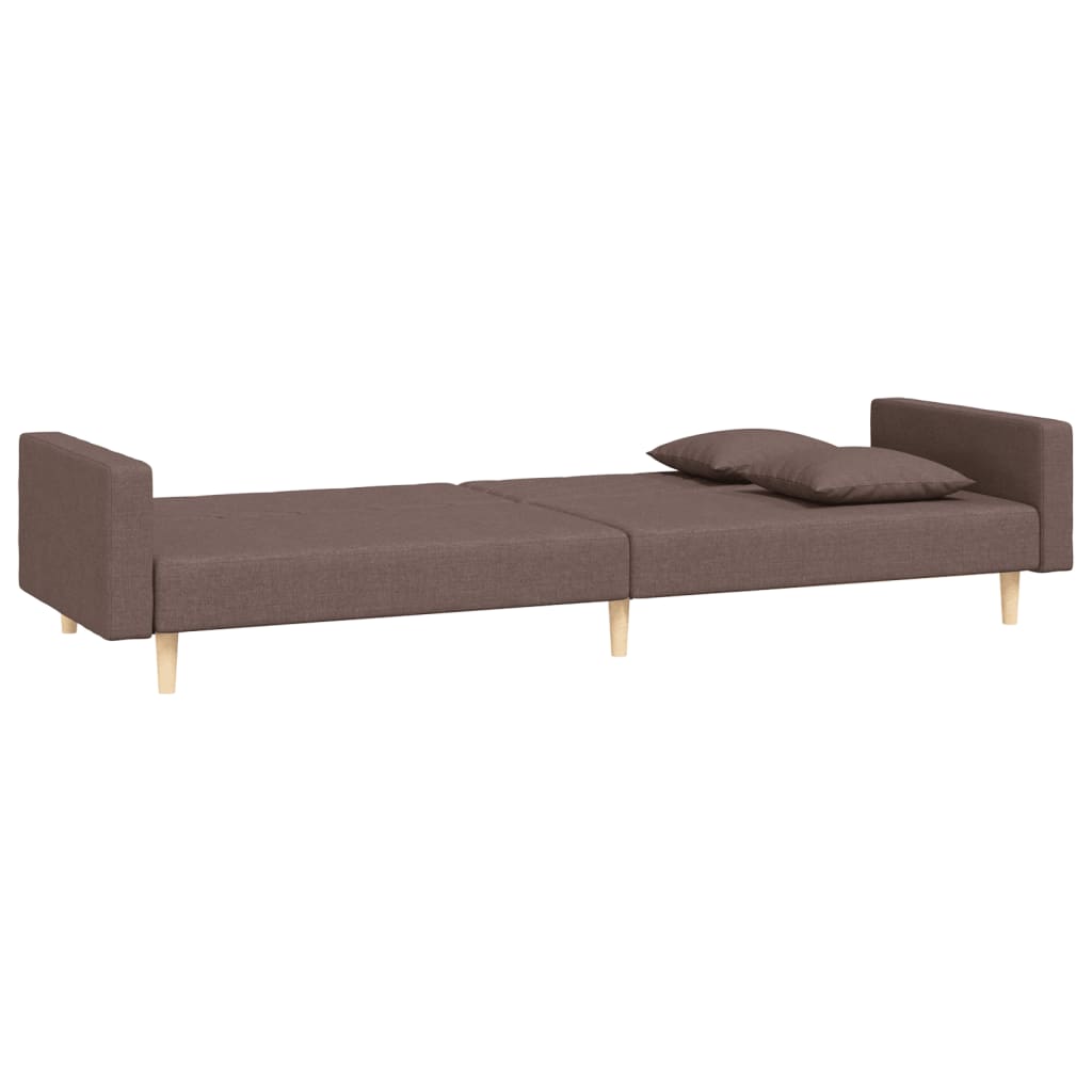 vidaXL Canapea extensibilă cu 2 locuri, 2 perne, gri taupe, textil vidaXL Canapea extensibilă cu 2 locuri, 2 perne, gri taupe, textil
