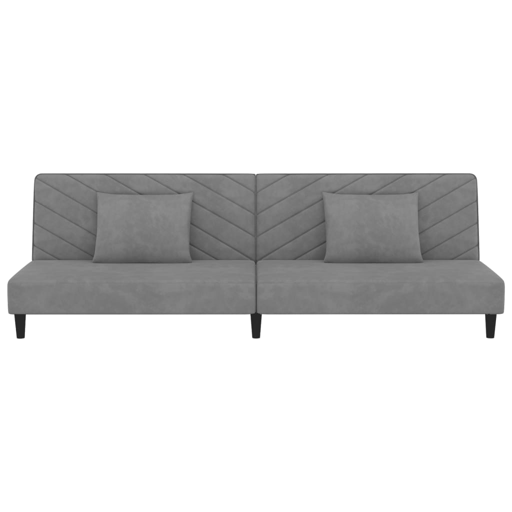 vidaXL Canapea extensibilă cu 2 locuri, 2 perne, gri deschis, catifea vidaXL Canapea extensibilă cu 2 locuri, 2 perne, gri deschis, catifea