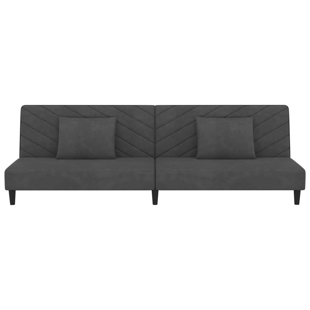 vidaXL Canapea extensibilă cu 2 locuri, 2 perne, gri închis, catifea vidaXL Canapea extensibilă cu 2 locuri, 2 perne, gri închis, catifea
