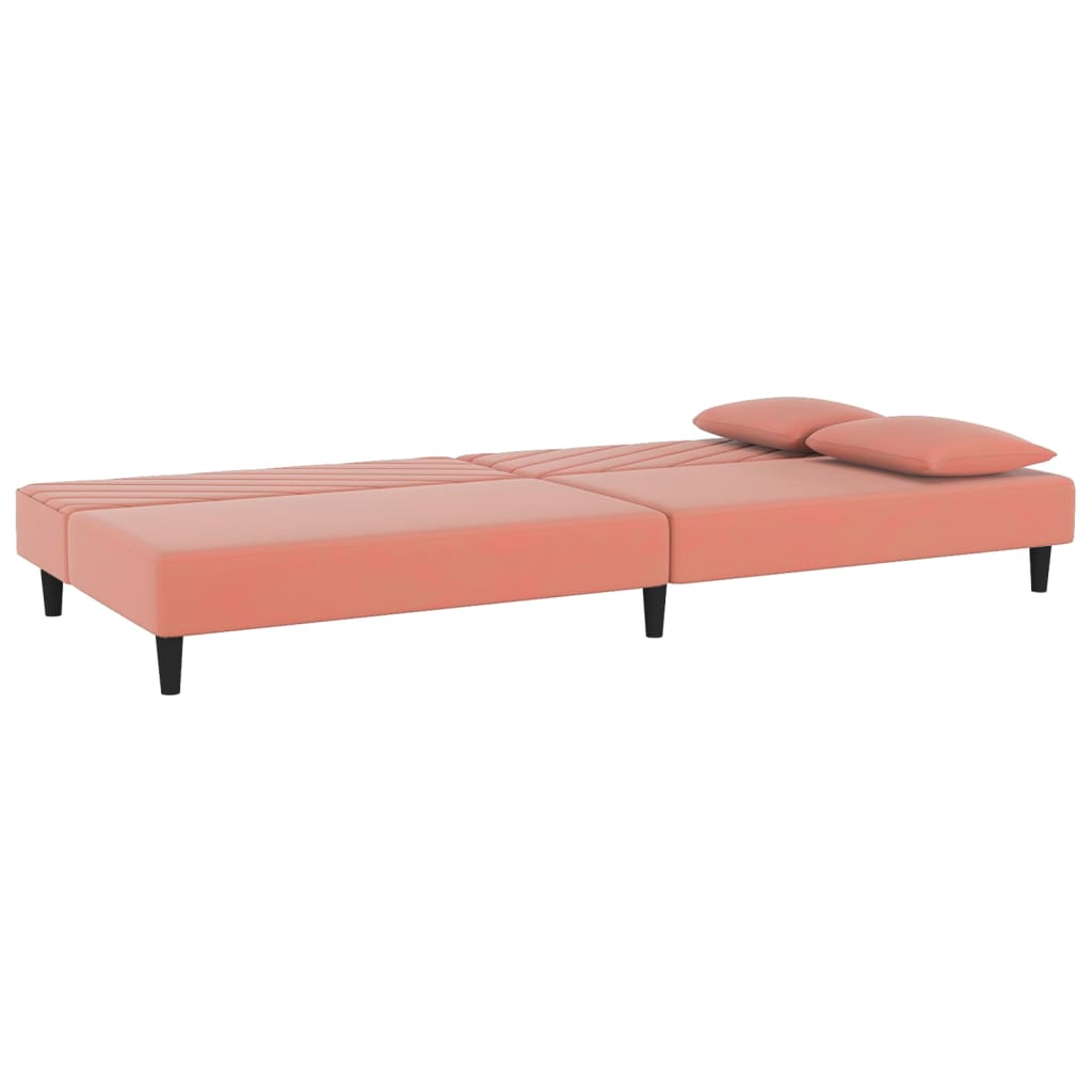 vidaXL Canapea extensibilă cu 2 locuri, 2 perne, roz, catifea vidaXL Canapea extensibilă cu 2 locuri, 2 perne, roz, catifea