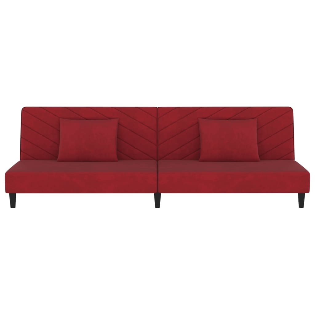 vidaXL Canapea extensibilă cu 2 locuri, 2 perne, roșu vin, catifea vidaXL Canapea extensibilă cu 2 locuri, 2 perne, roșu vin, catifea