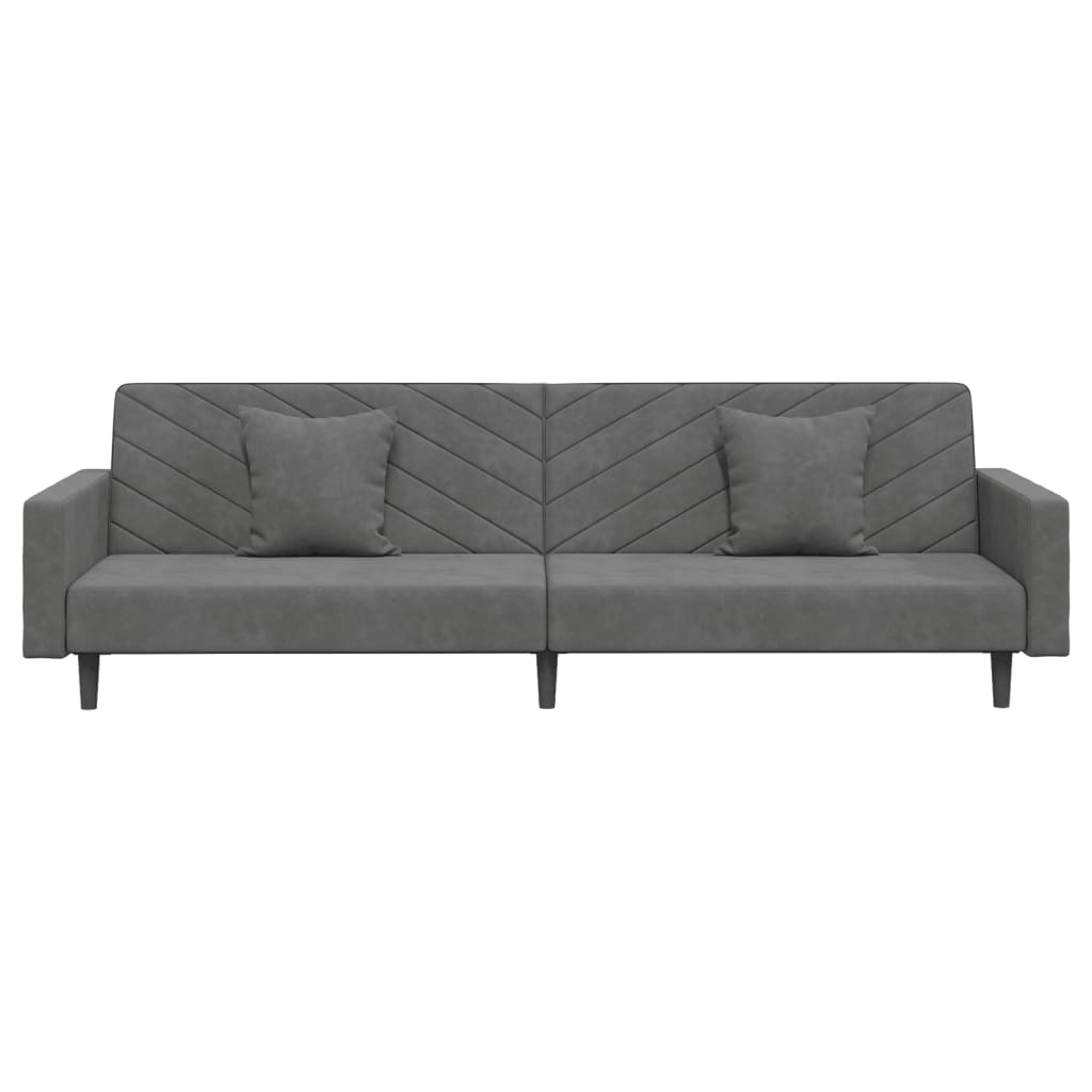 vidaXL Canapea extensibilă cu 2 locuri, 2 perne, gri închis, catifea vidaXL Canapea extensibilă cu 2 locuri, 2 perne, gri închis, catifea