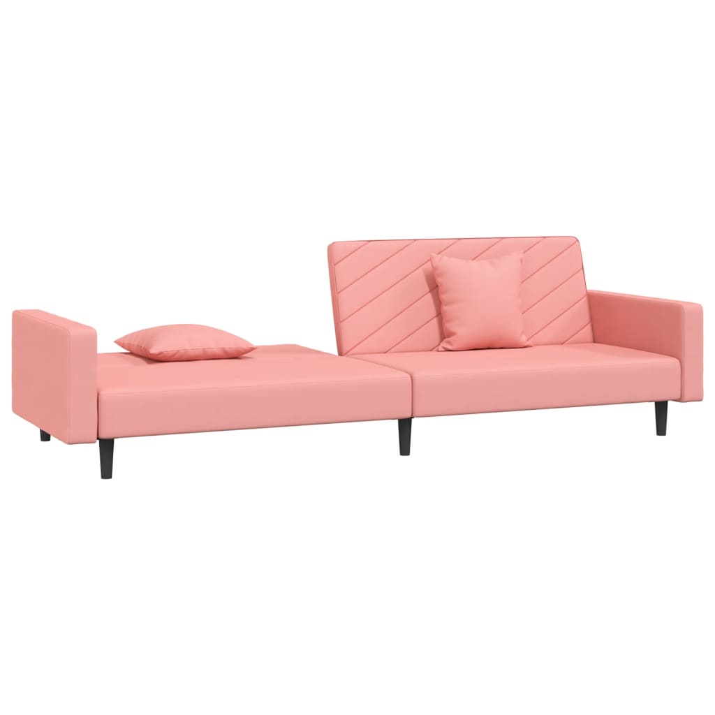 vidaXL Canapea extensibilă cu 2 locuri, 2 perne, roz, catifea vidaXL Canapea extensibilă cu 2 locuri, 2 perne, roz, catifea