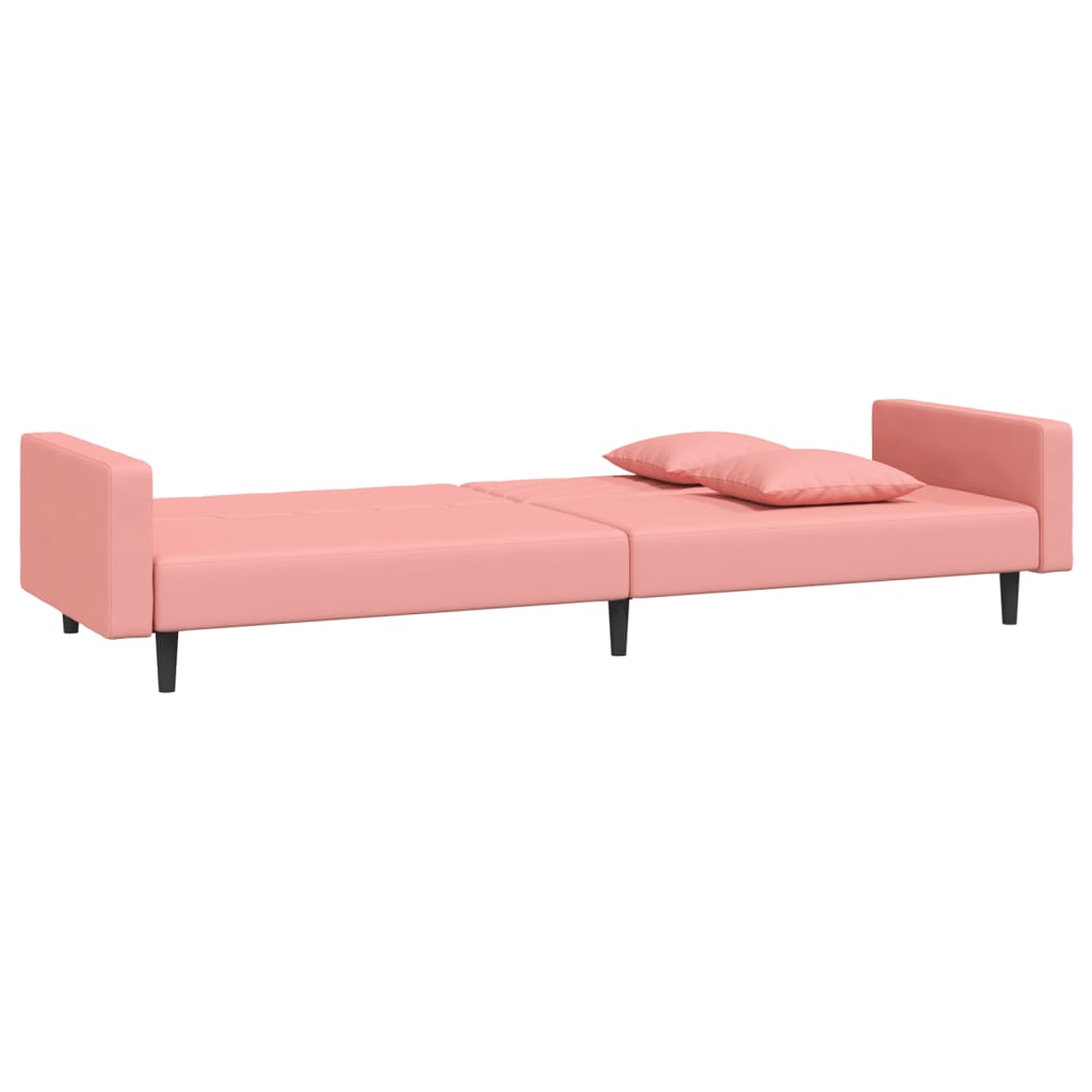 vidaXL Canapea extensibilă cu 2 locuri, 2 perne, roz, catifea vidaXL Canapea extensibilă cu 2 locuri, 2 perne, roz, catifea