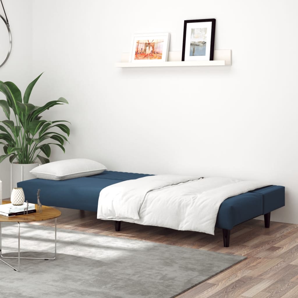 vidaXL Canapea extensibilă cu 2 locuri, albastru, catifea vidaXL Canapea extensibilă cu 2 locuri, albastru, catifea