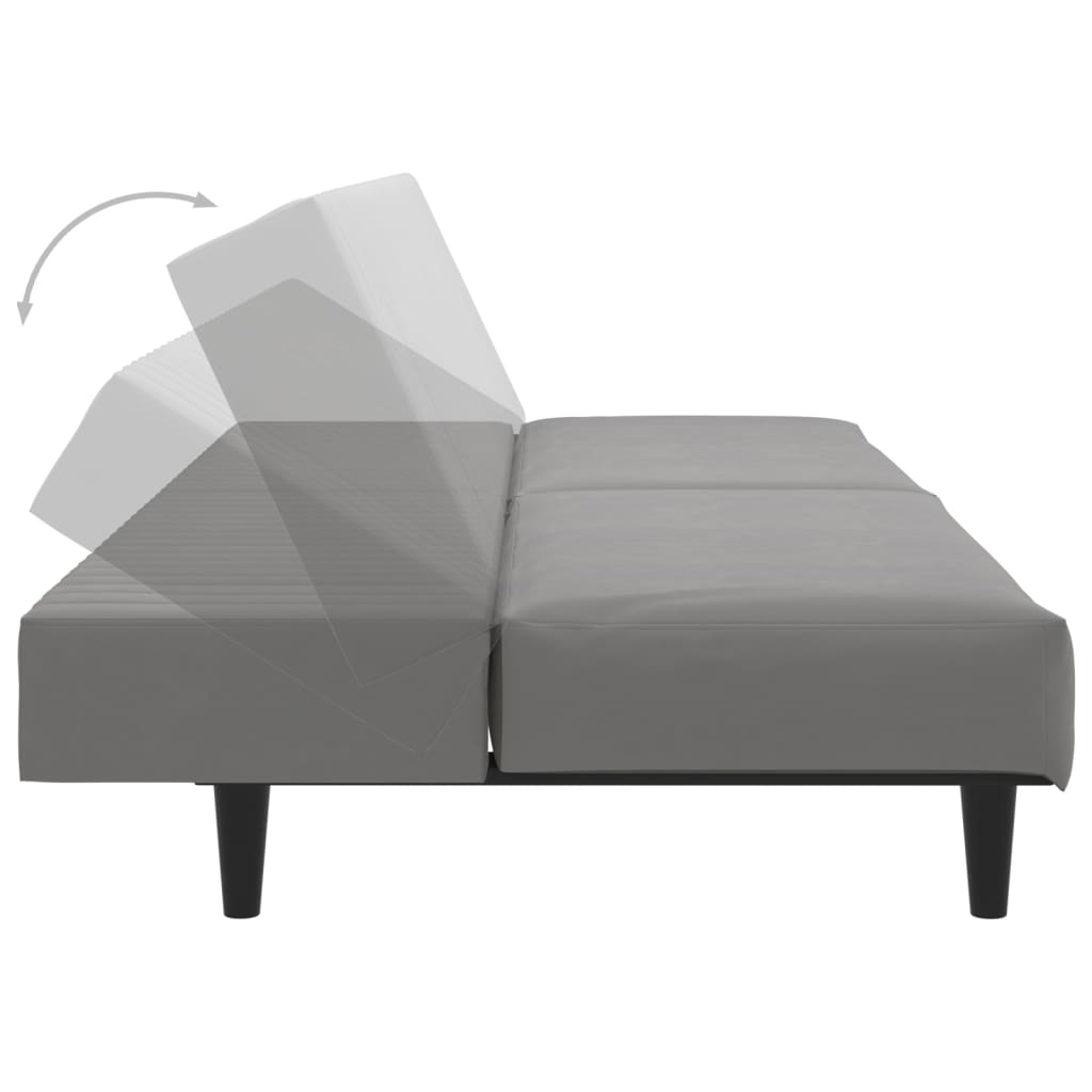 vidaXL Canapea extensibilă cu 2 locuri, gri deschis, catifea