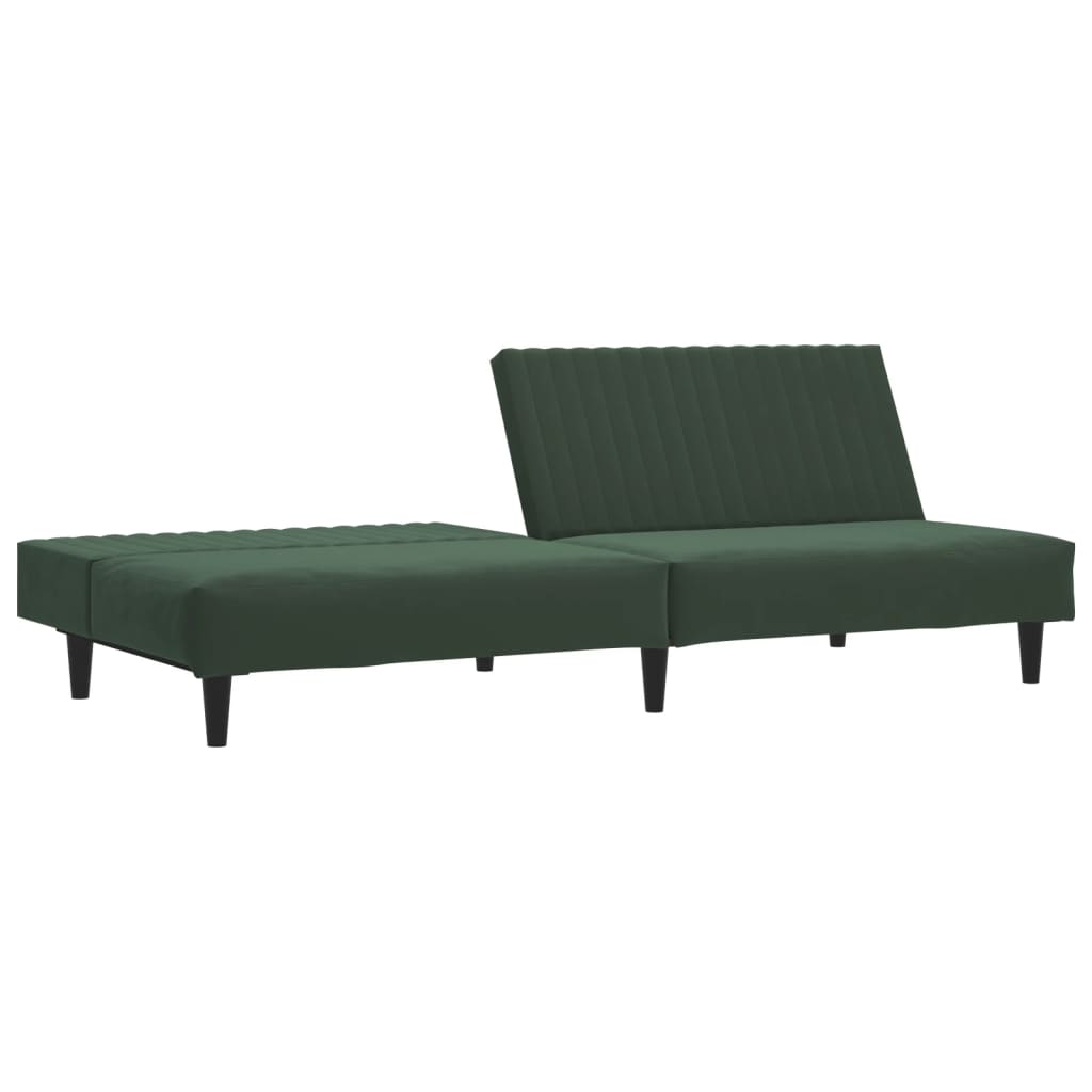 vidaXL Canapea extensibilă cu 2 locuri, verde închis, catifea