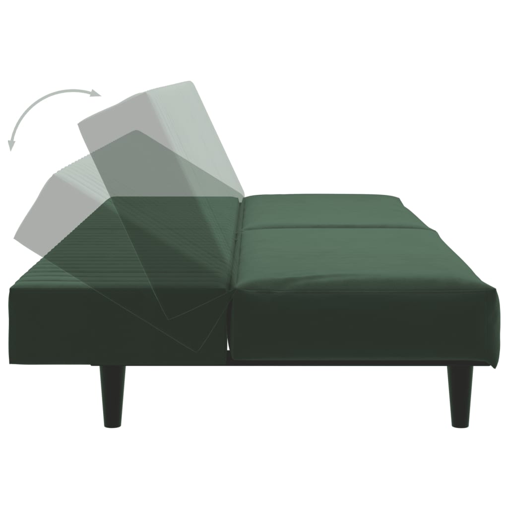 vidaXL Canapea extensibilă cu 2 locuri, verde închis, catifea