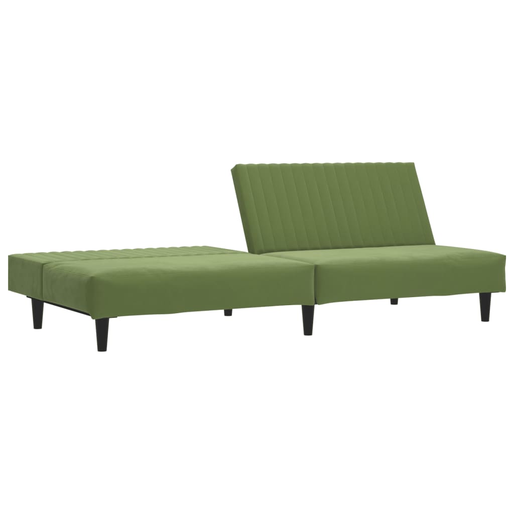vidaXL Canapea extensibilă cu 2 locuri, verde deschis, catifea