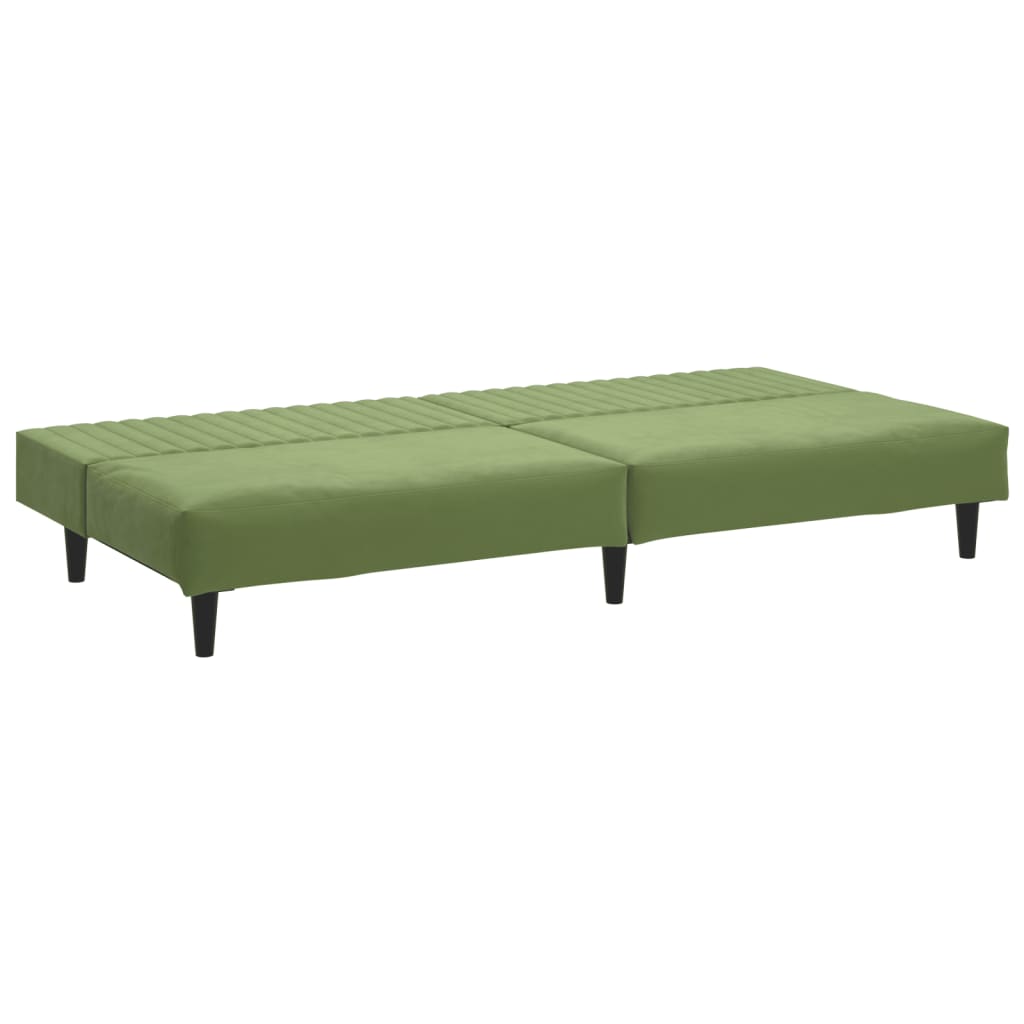 vidaXL Canapea extensibilă cu 2 locuri, verde deschis, catifea