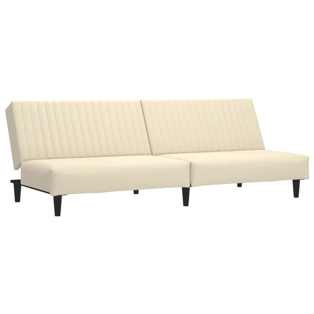 vidaXL Canapea extensibilă cu 2 locuri, crem, catifea vidaXL Canapea extensibilă cu 2 locuri, crem, catifea