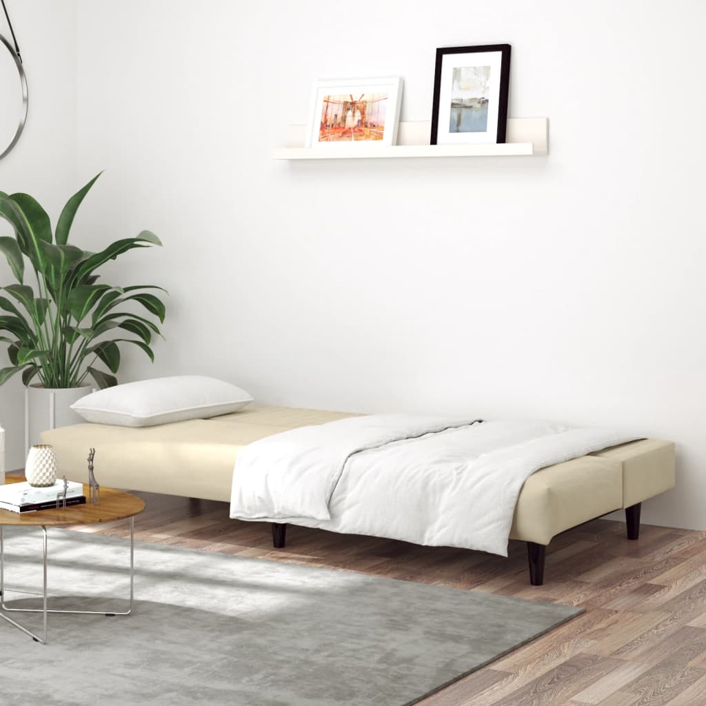 vidaXL Canapea extensibilă cu 2 locuri, crem, catifea vidaXL Canapea extensibilă cu 2 locuri, crem, catifea