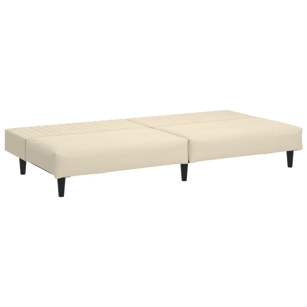 vidaXL Canapea extensibilă cu 2 locuri, crem, catifea vidaXL Canapea extensibilă cu 2 locuri, crem, catifea