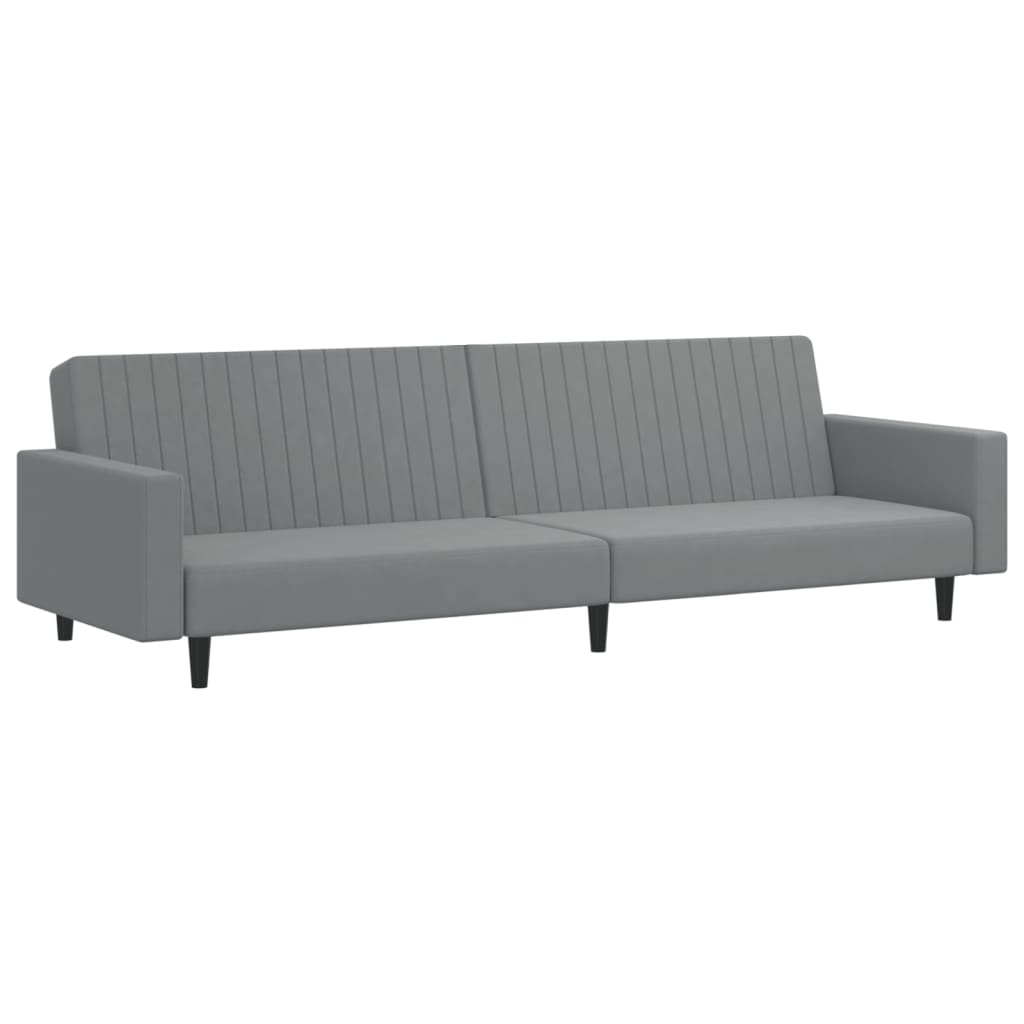 vidaXL Canapea extensibilă cu 2 locuri, gri deschis, catifea
