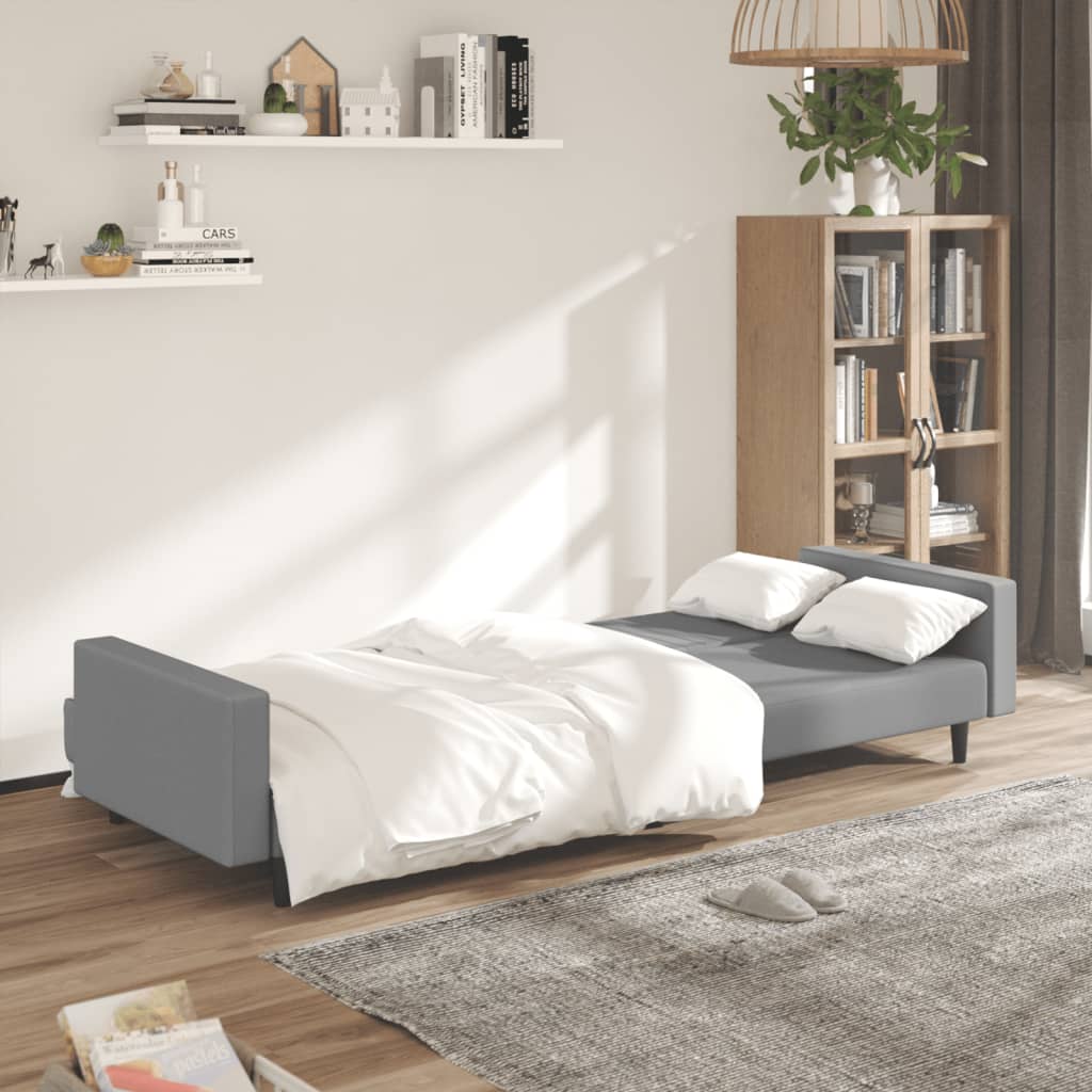 vidaXL Canapea extensibilă cu 2 locuri, gri deschis, catifea