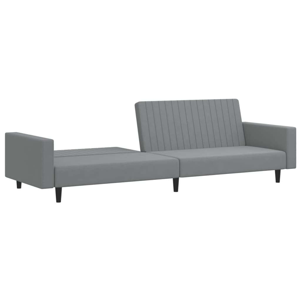 vidaXL Canapea extensibilă cu 2 locuri, gri deschis, catifea